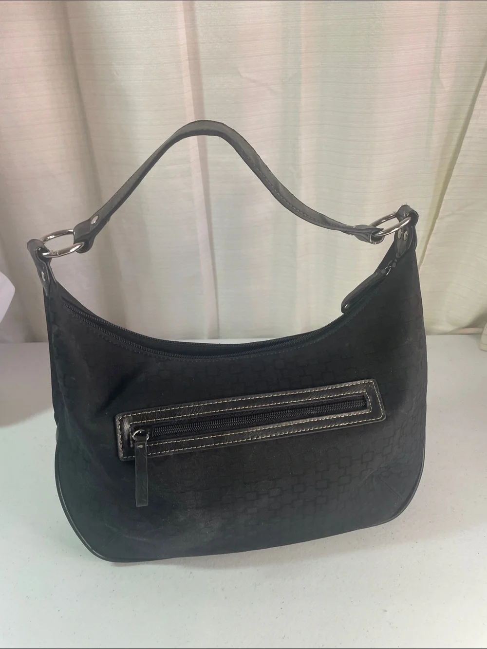 Nine West Black Hobo Shoulder Bag with Front Zip